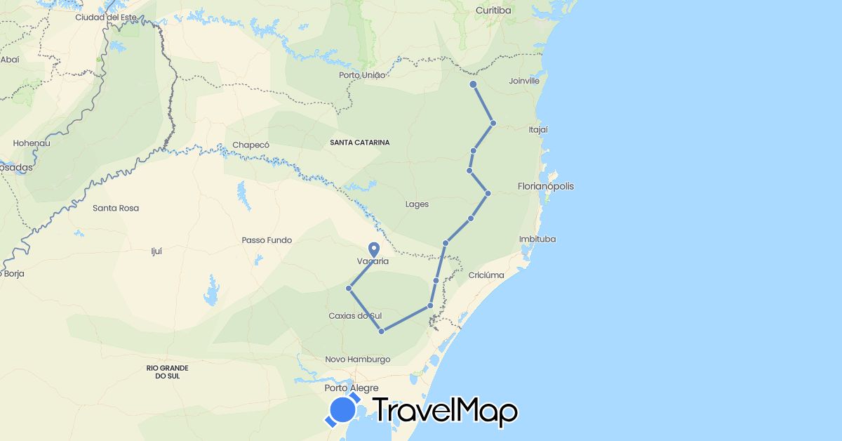 TravelMap itinerary: driving, cycling in Brazil (South America)